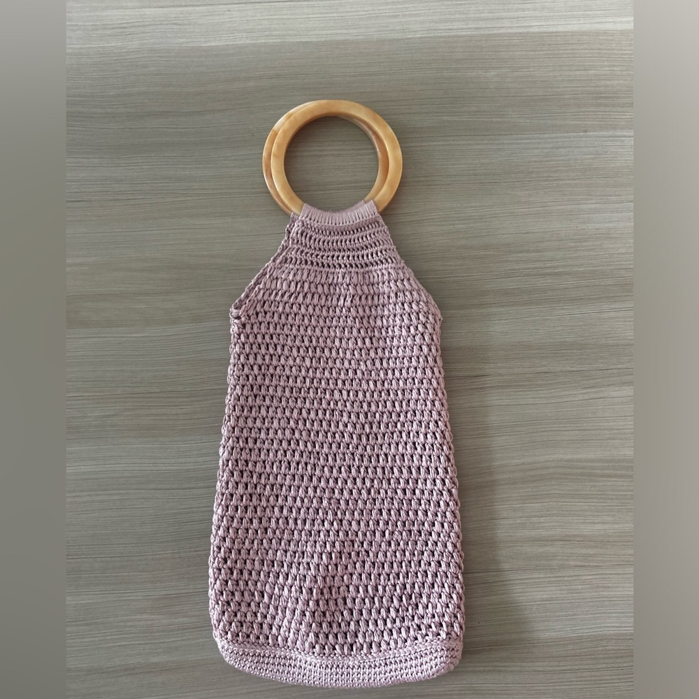 Elegant Mauve Crochet Handbag with Handle